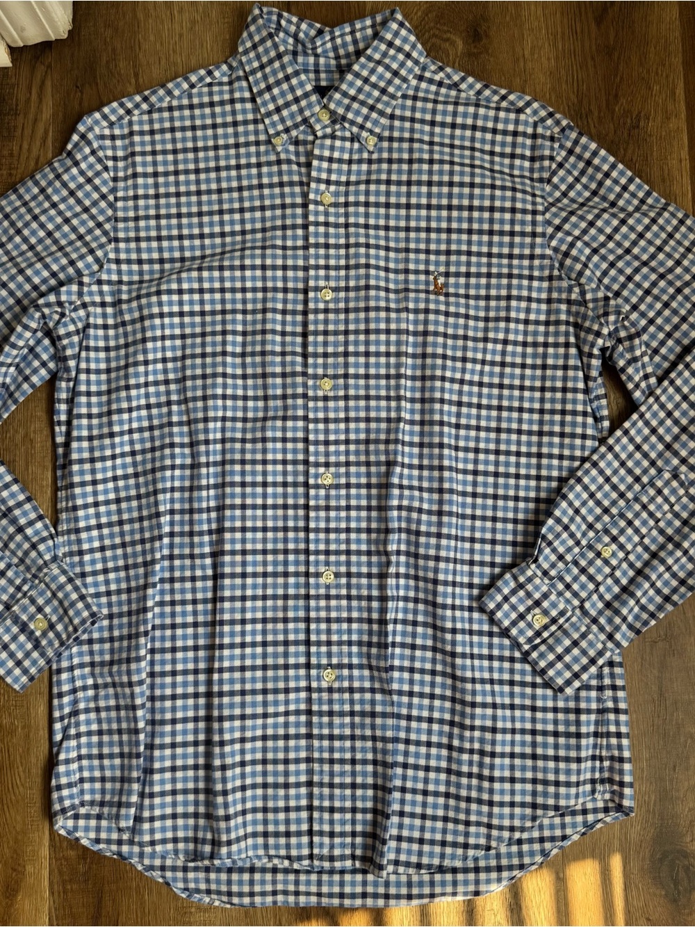Men’s Ralph Lauren navy/blue/white gingham Classic Fit button-up shirt
